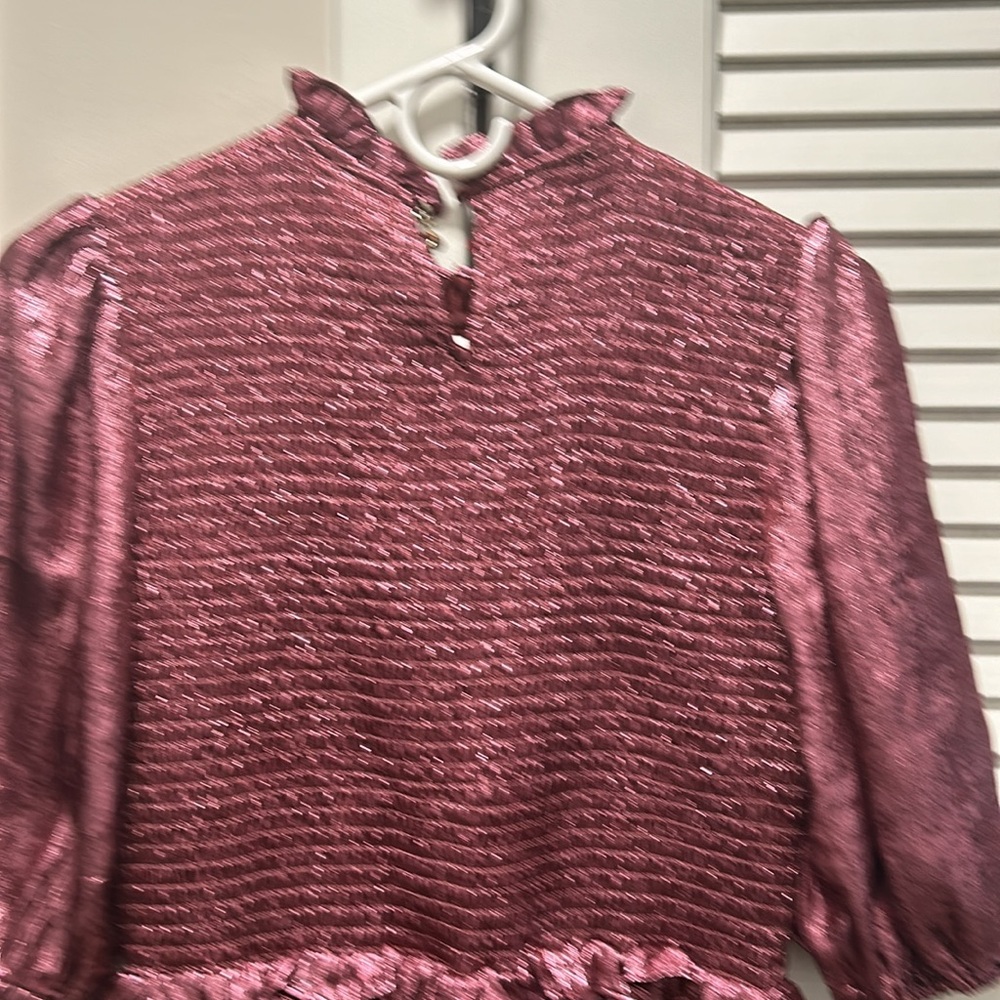NWOT Anthropologie The Odells Foil Abigail Smocked Dress (S) - Picture 9 of 11